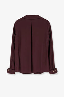 Elisabetta Franchi women’s brown viscose shirt in sleek burgundy silk with classic collar and buttoned cuffs