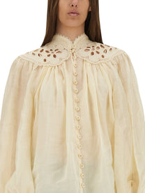 Zimmermann Women's Embroidered Blouse Coco White