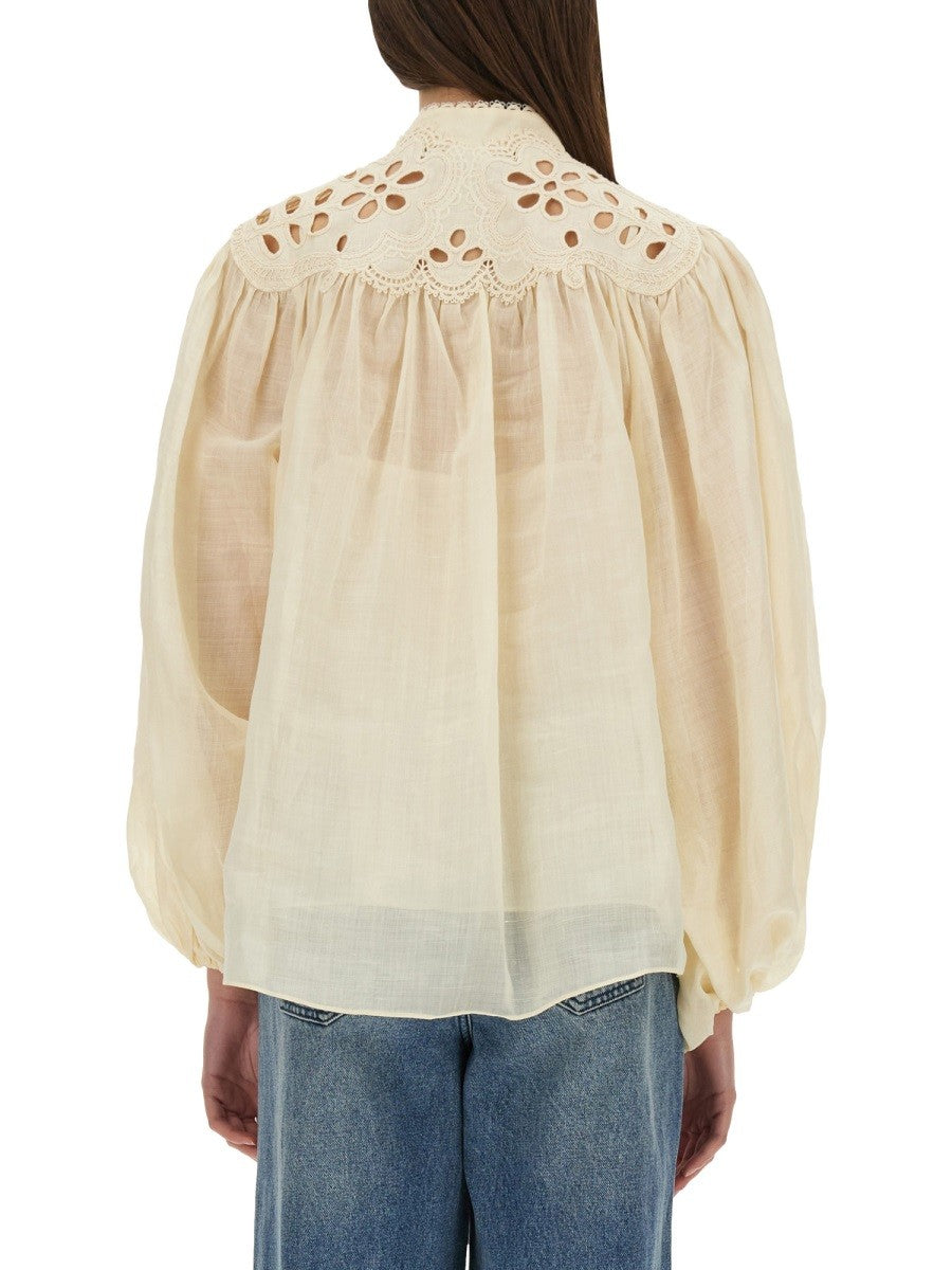 Zimmermann Women's Embroidered Blouse Coco White