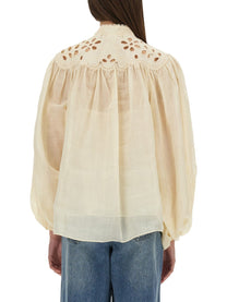 Zimmermann Women's Embroidered Blouse Coco White