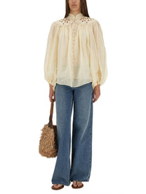 Zimmermann Women's Embroidered Blouse Coco White