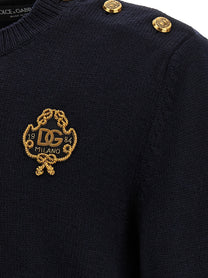 Dolce &amp; Gabbana Embroidered Coat of Arms Sweater Blue