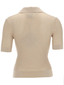 Patou Women's Embroidered Cotton Polo Shirt Beige