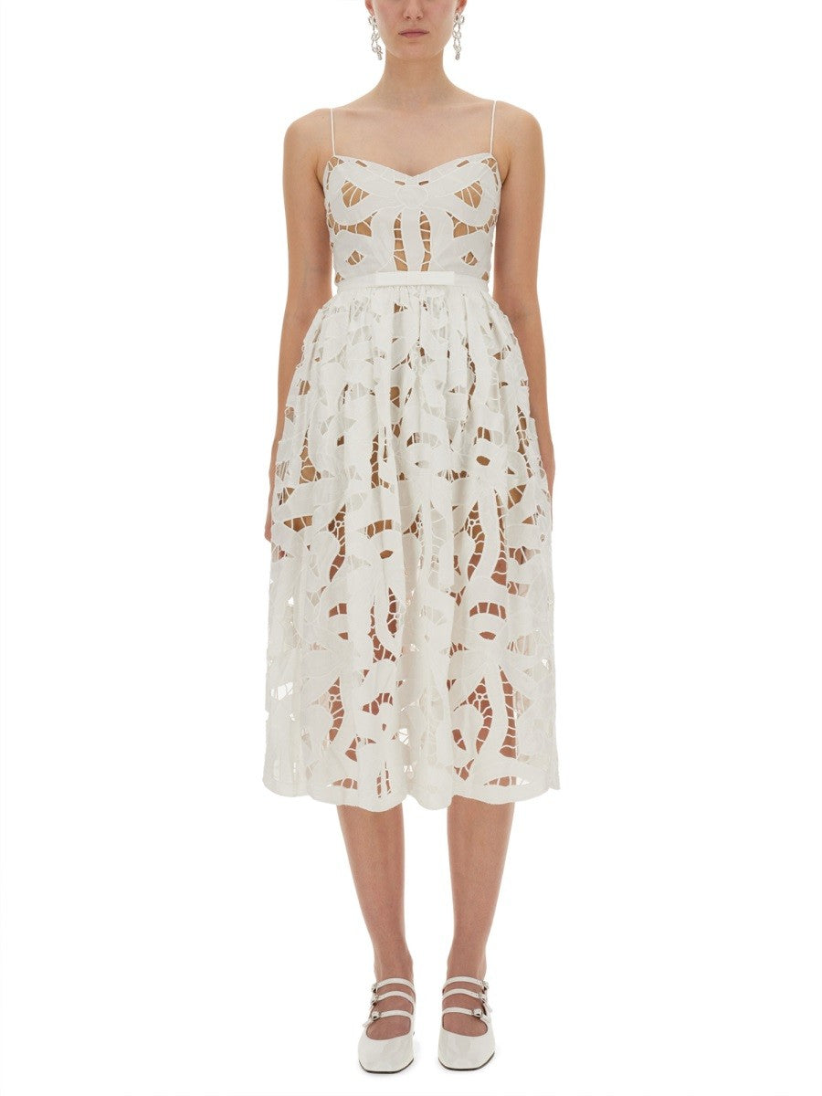 self-portrait Women's Embroidered Midi Dress White
