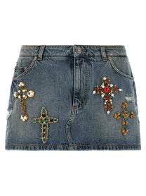 Dolce &amp; Gabbana Embroidery Skirt Blue