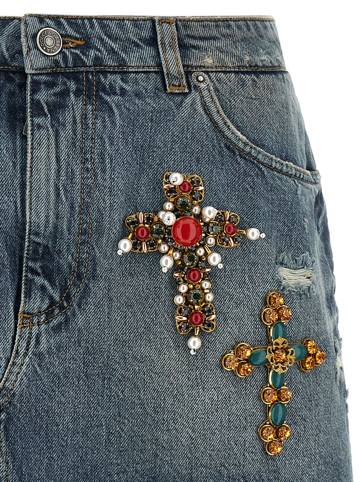 Dolce &amp; Gabbana Embroidery Skirt Blue