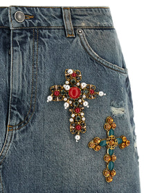 Dolce &amp; Gabbana Embroidery Skirt Blue