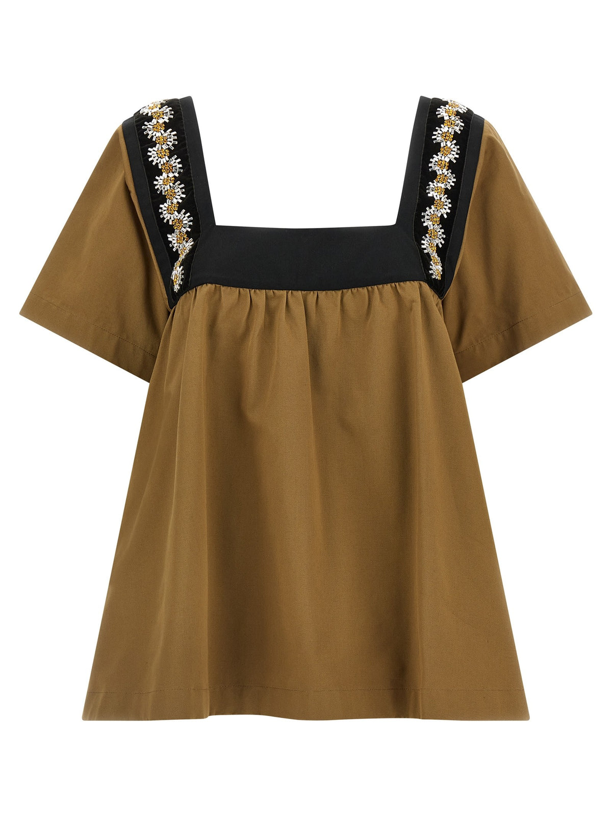 PRADA Embroidery Top Beige