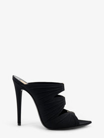 Saint Laurent Women's Emilie Satin Sandals Black