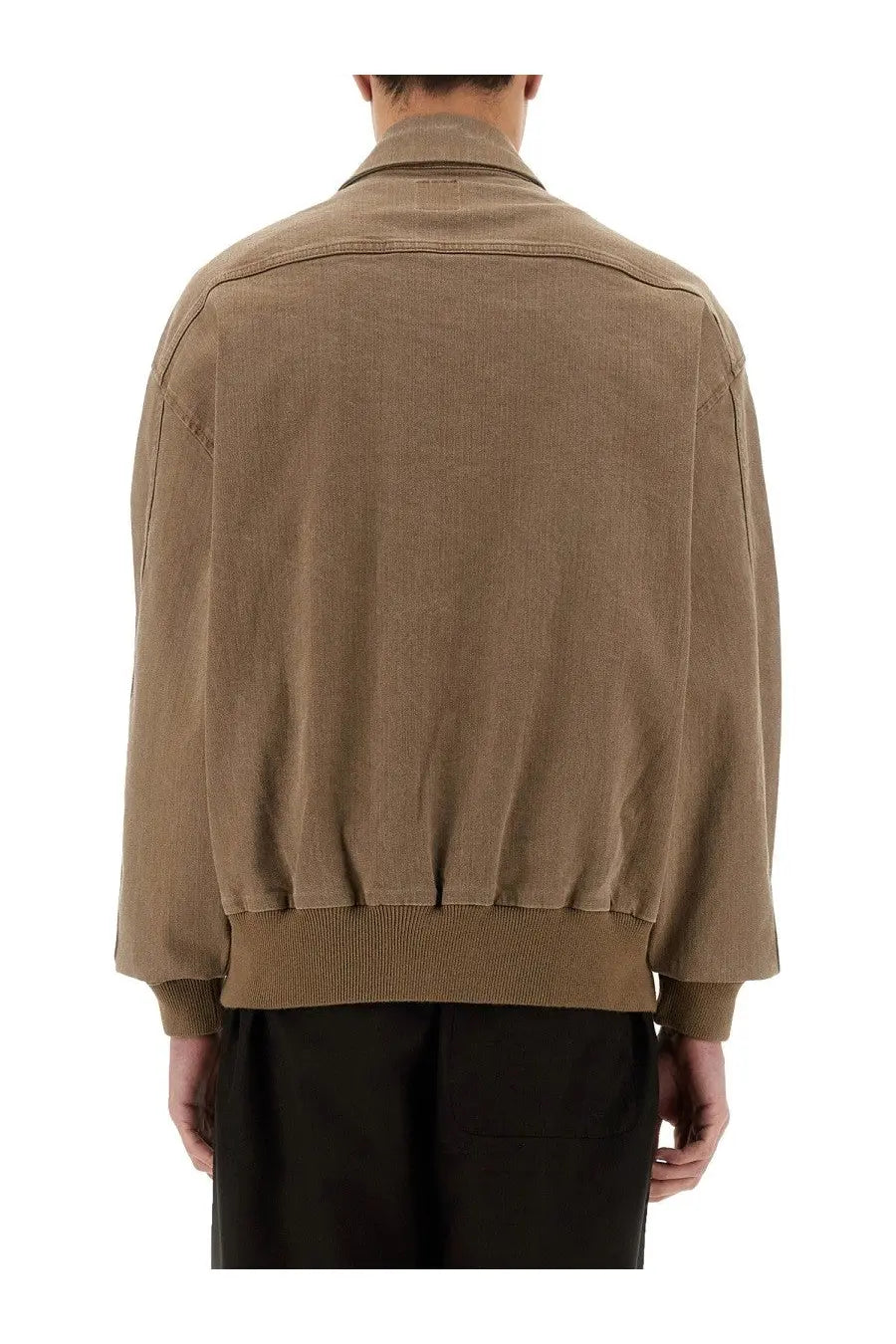 Emporio Armani men’s brown blouson jacket in tan corduroy with ribbed waistband and cuffs