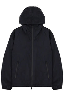 Emporio Armani men’s black hooded jacket with full-length zipper and two side pockets for casual wear