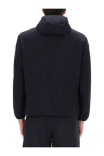 Emporio armani men’s black hooded jacket with sleek minimalist design and subtle seam detailing