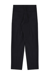 Emporio Armani men’s slim fit black tailored trousers with sleek straight-leg cut and subtle creasing