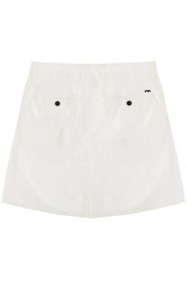Emporio Armani men’s white cotton shorts with black button closures and small logo on the right hip