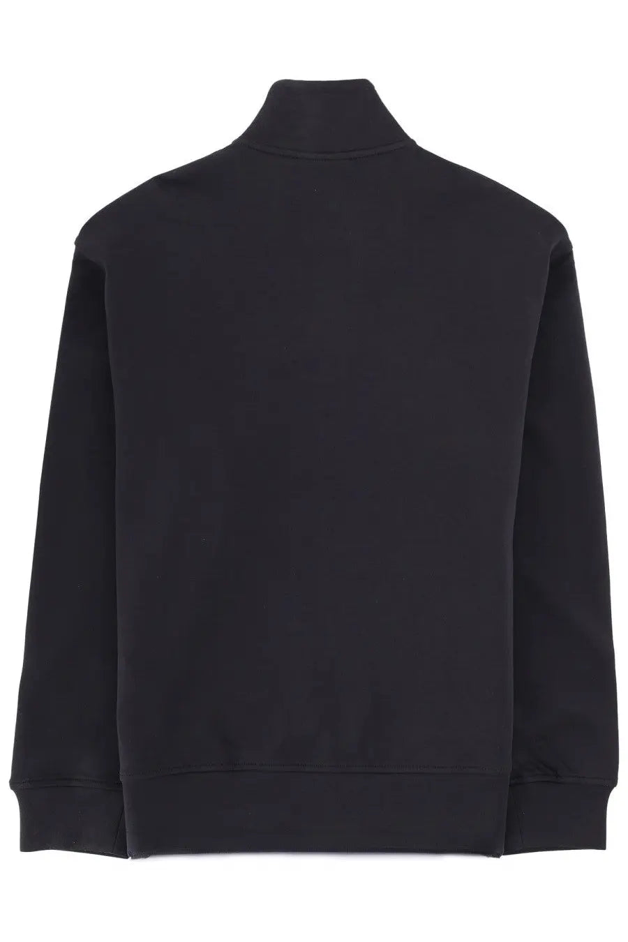 Black Emporio Armani men’s high-neck zip sweatshirt with ribbed cuffs and hem in a soft breathable fabric