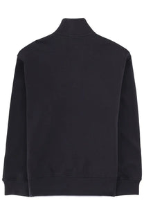 Black Emporio Armani men’s high-neck zip sweatshirt with ribbed cuffs and hem in a soft breathable fabric