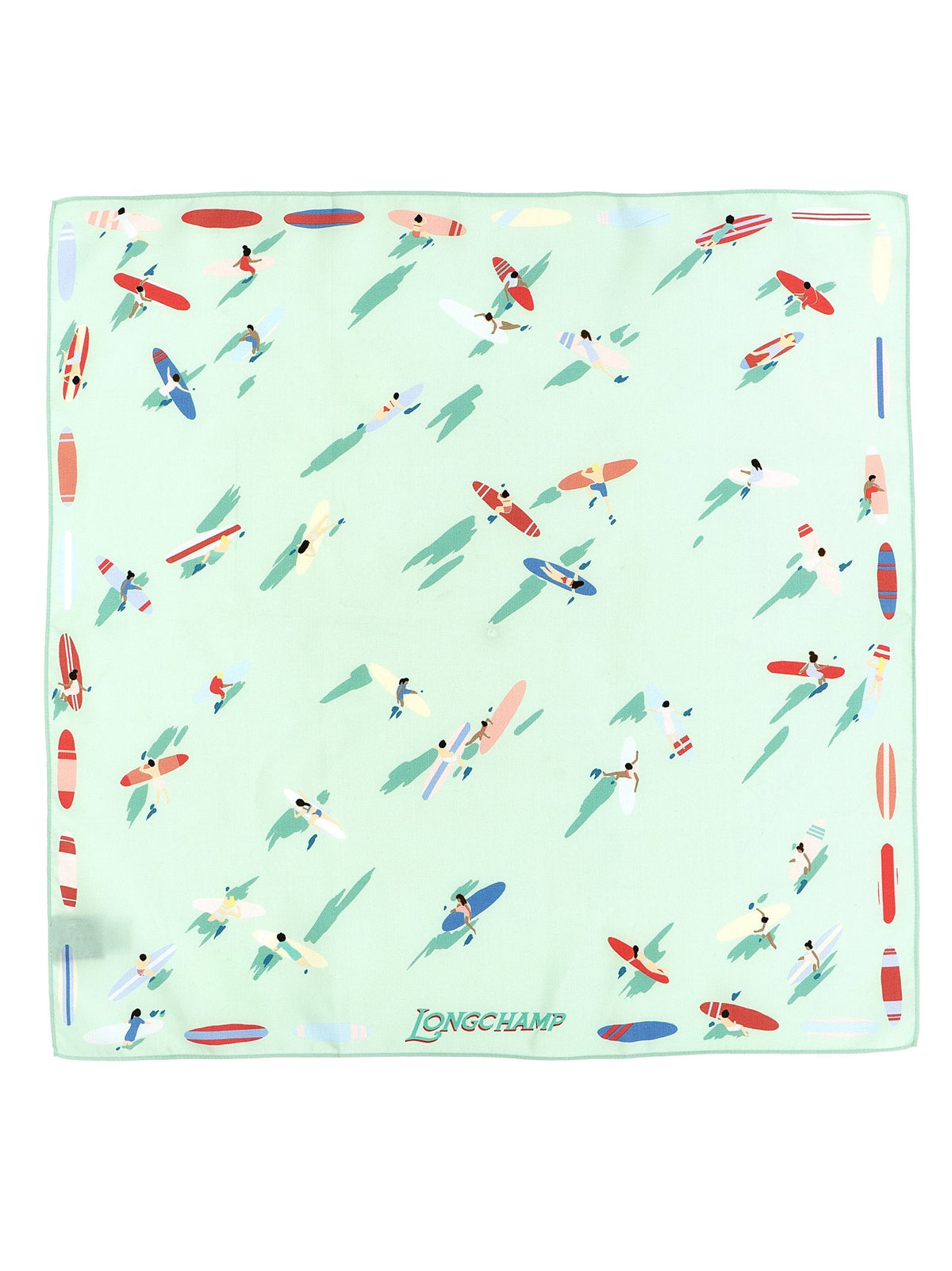 Longchamp En Attendant La Vague Print Scarf Gold