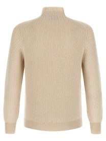 Brunello Cucinelli English Ribbed Sweater Beige
