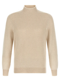 Brunello Cucinelli English Ribbed Sweater Beige