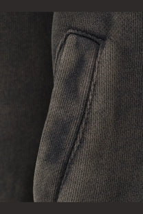 Entire studios unisex eternal zip cotton sweatshirt black showing dark gray ribbed knit fabric with visible stitching
