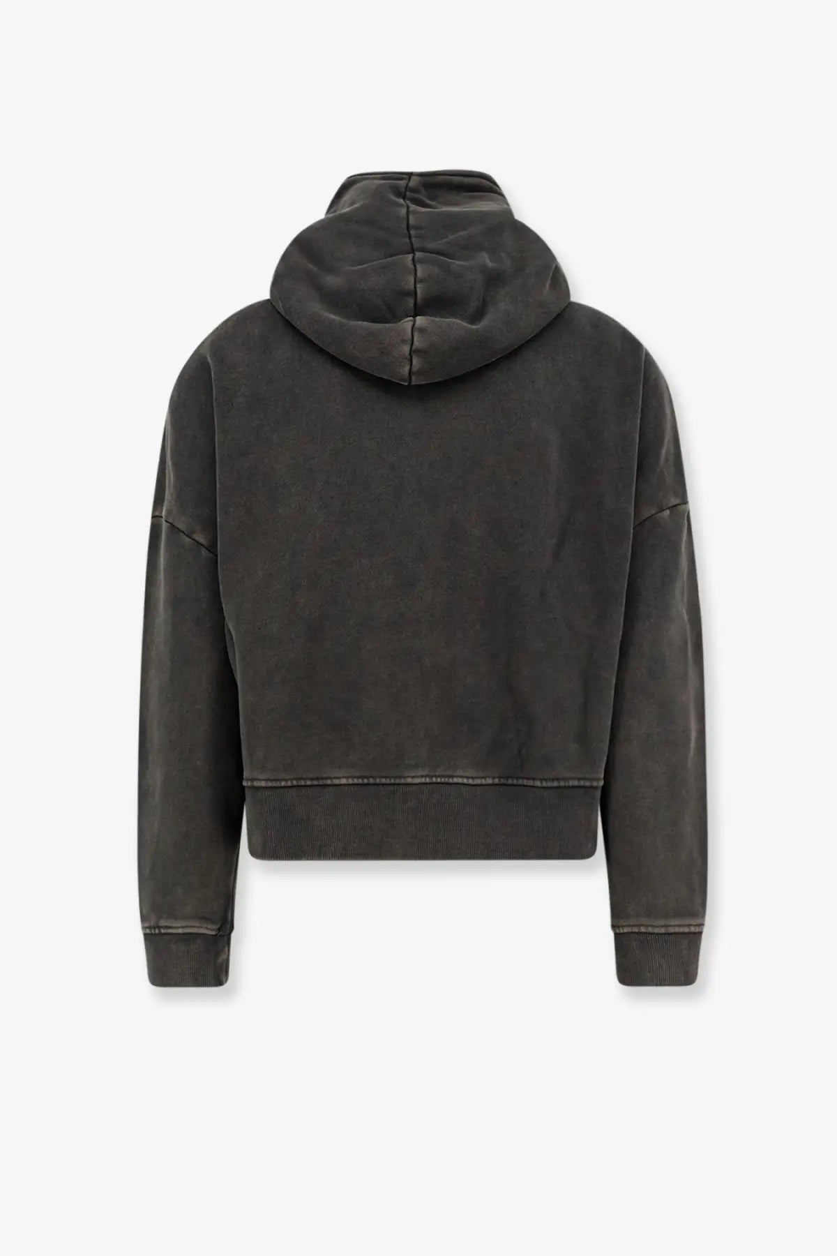 Entire studios unisex eternal zip cotton sweatshirt black dark gray faded cotton hoodie with relaxed fit and ribbed cuffs