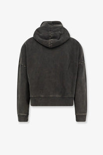 Entire studios unisex eternal zip cotton sweatshirt black dark gray faded cotton hoodie with relaxed fit and ribbed cuffs
