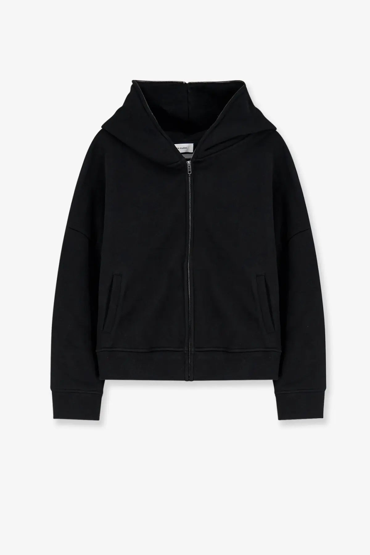 Entire studios unisex eternal zip cotton sweatshirt in black with soft textured fabric and ribbed cuffs
