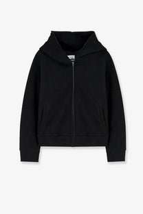 Entire studios unisex eternal zip cotton sweatshirt in black with soft textured fabric and ribbed cuffs