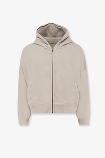 Beige entire studios unisex eternal zip cotton sweatshirt with soft textured fabric and ribbed cuffs