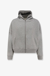 Entire Studios unisex eternal zip cotton sweatshirt grey heather with ribbed hem cuffs and two front pockets