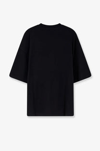 Entire Studios unisex heavy boxy tee in black features an oversized relaxed fit with short sleeves cotton fabric