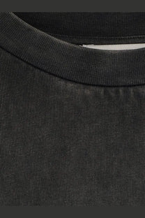 Entire Studios unisex heavy boxy tee black with ribbed knit, soft faded texture, and classic crew neckline