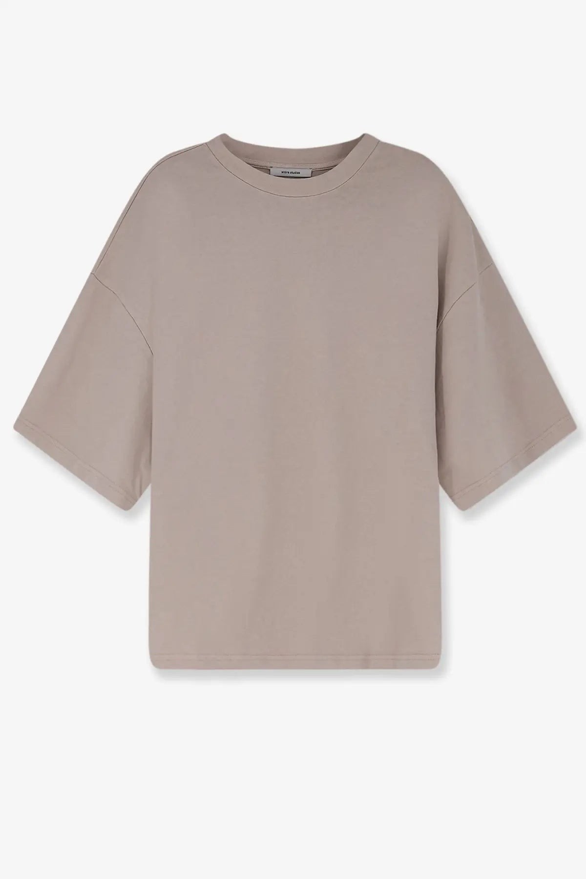 Entire studios unisex heavy boxy tee in soft beige with oversized relaxed fit and short sleeves