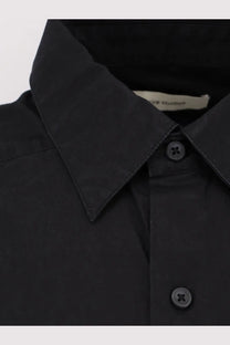 Entire studios unisex miller oversize black cotton shirt with a crisp collar and matching dark buttons