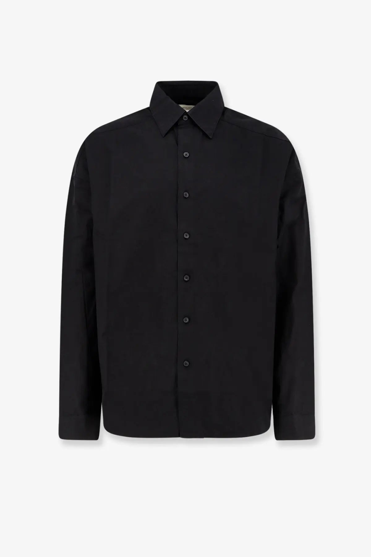 Entire studios unisex miller oversize cotton shirt black with long sleeves classic collar and matching buttons