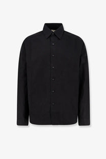 Entire studios unisex miller oversize cotton shirt black with long sleeves classic collar and matching buttons