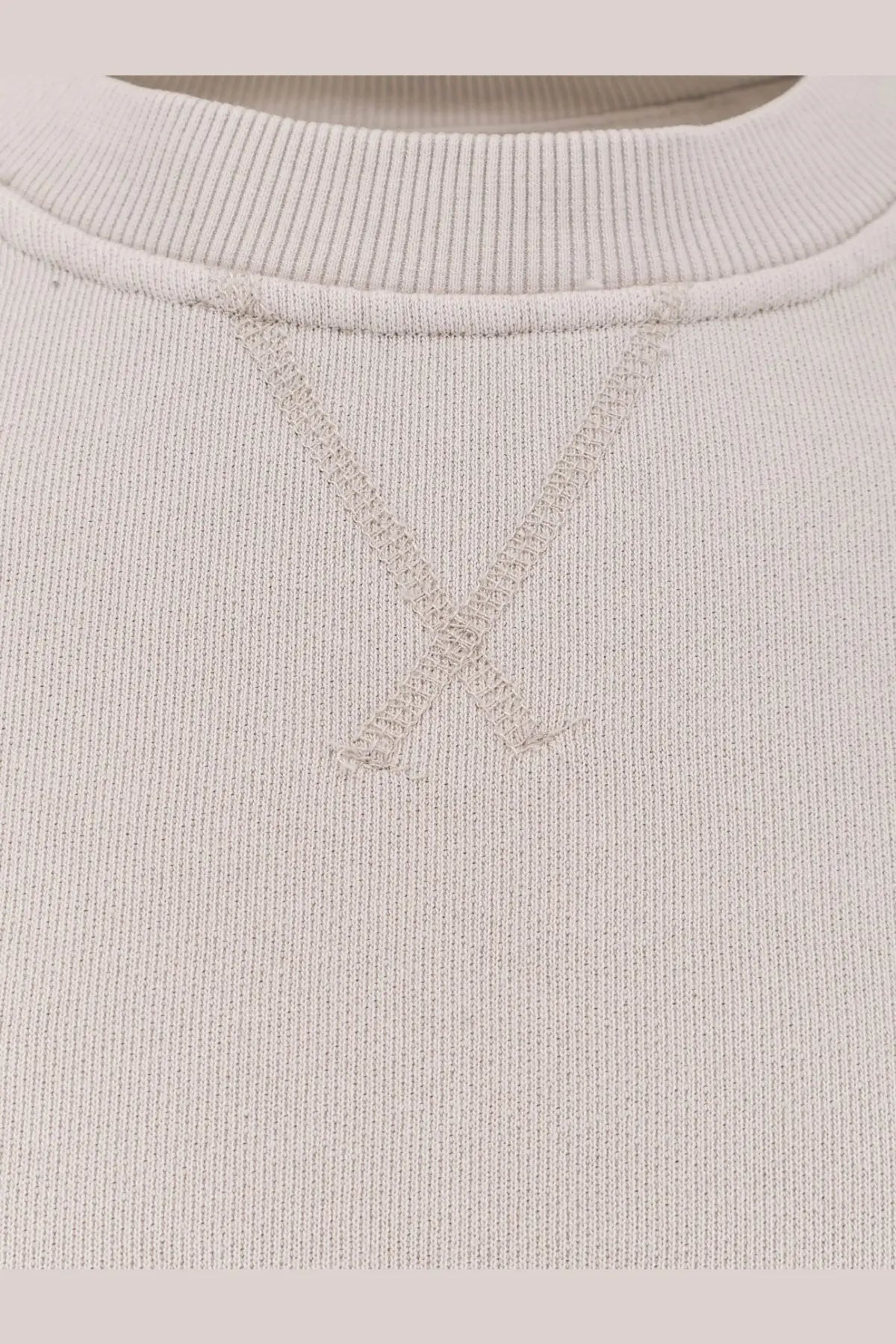Entire Studios unisex pod crew cotton shirt white featuring a soft off-white ribbed knit and subtle x stitch neckline detail