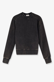 Entire Studios unisex pod crew black cotton sweatshirt with distressed texture and reinforced seams