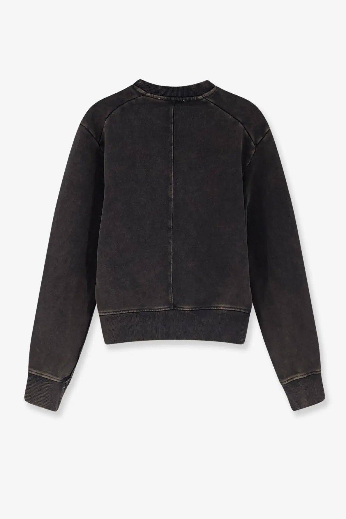 Black distressed cotton unisex sweatshirt with ribbed cuffs and hem from Entire Studios pod crew collection