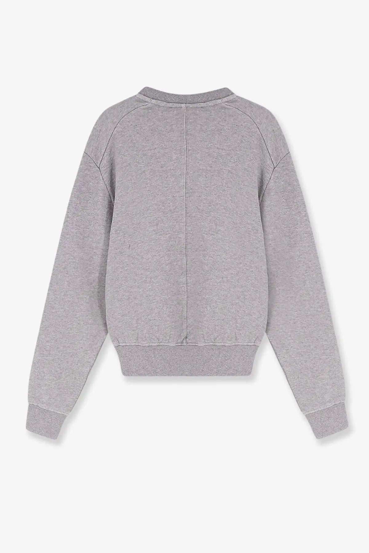Gray heathered cotton sweatshirt by Entire Studios with ribbed cuffs and hem for unisex casual wear
