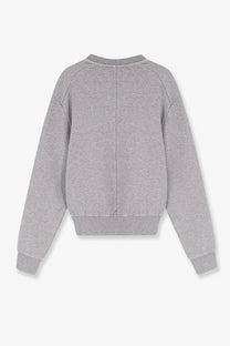 Gray heathered cotton sweatshirt by Entire Studios with ribbed cuffs and hem for unisex casual wear