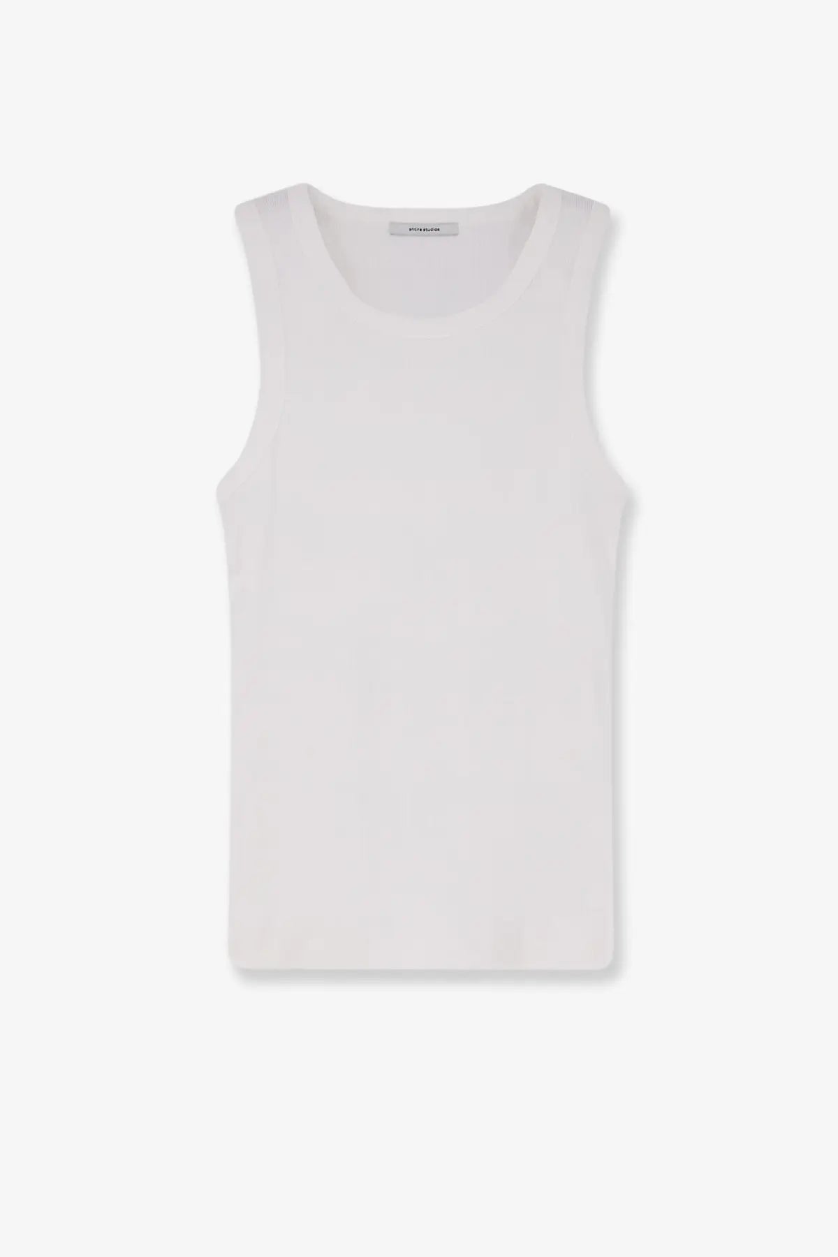 Entire Studios unisex ribbed cotton tank top white with minimalist sleeveless design and smooth texture