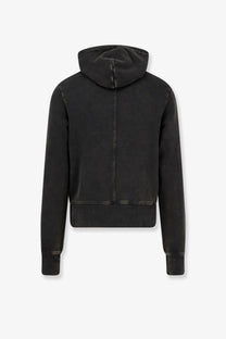 Entire Studios unisex standard hood cotton sweatshirt black with subtle faded texture and ribbed cuffs cropped hoodie