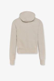 Beige cropped hoodie with ribbed cuffs and hem made of cotton in entire studios unisex standard hood sweatshirt white