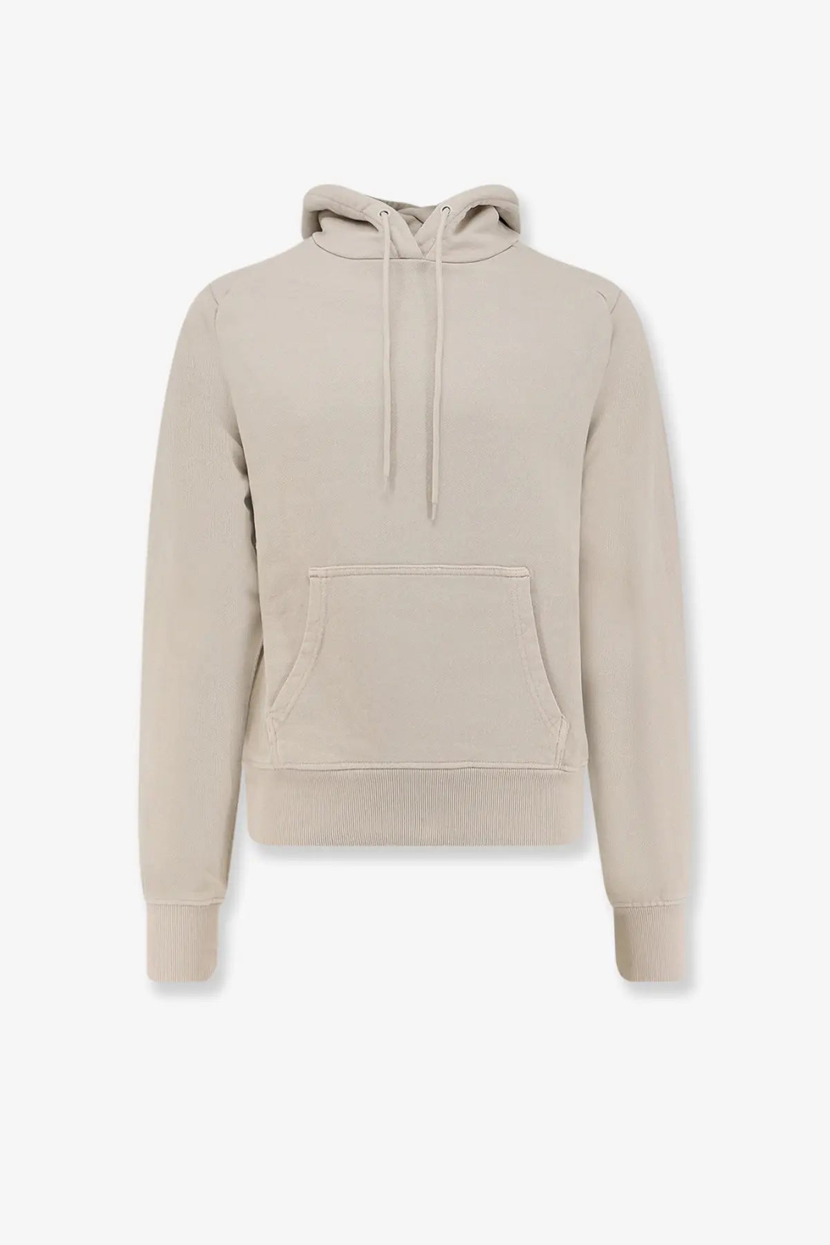 Beige entire studios unisex standard hood cotton sweatshirt with ribbed cuffs hem kangaroo pocket and matching drawstrings