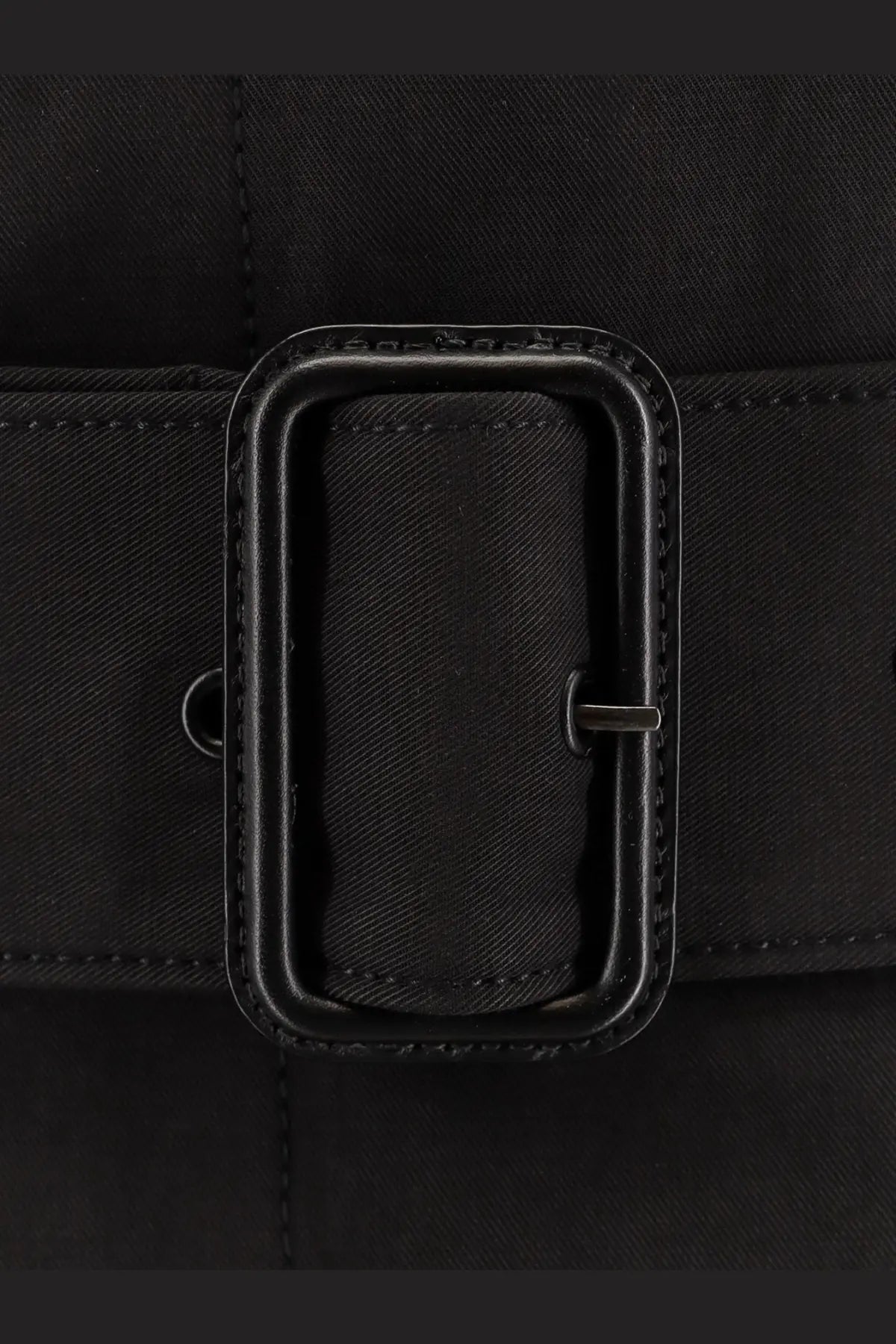 Entire studios women’s classic cotton trench black featuring a black fabric belt with a stitched rectangular buckle