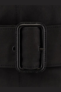 Entire studios women’s classic cotton trench black featuring a black fabric belt with a stitched rectangular buckle