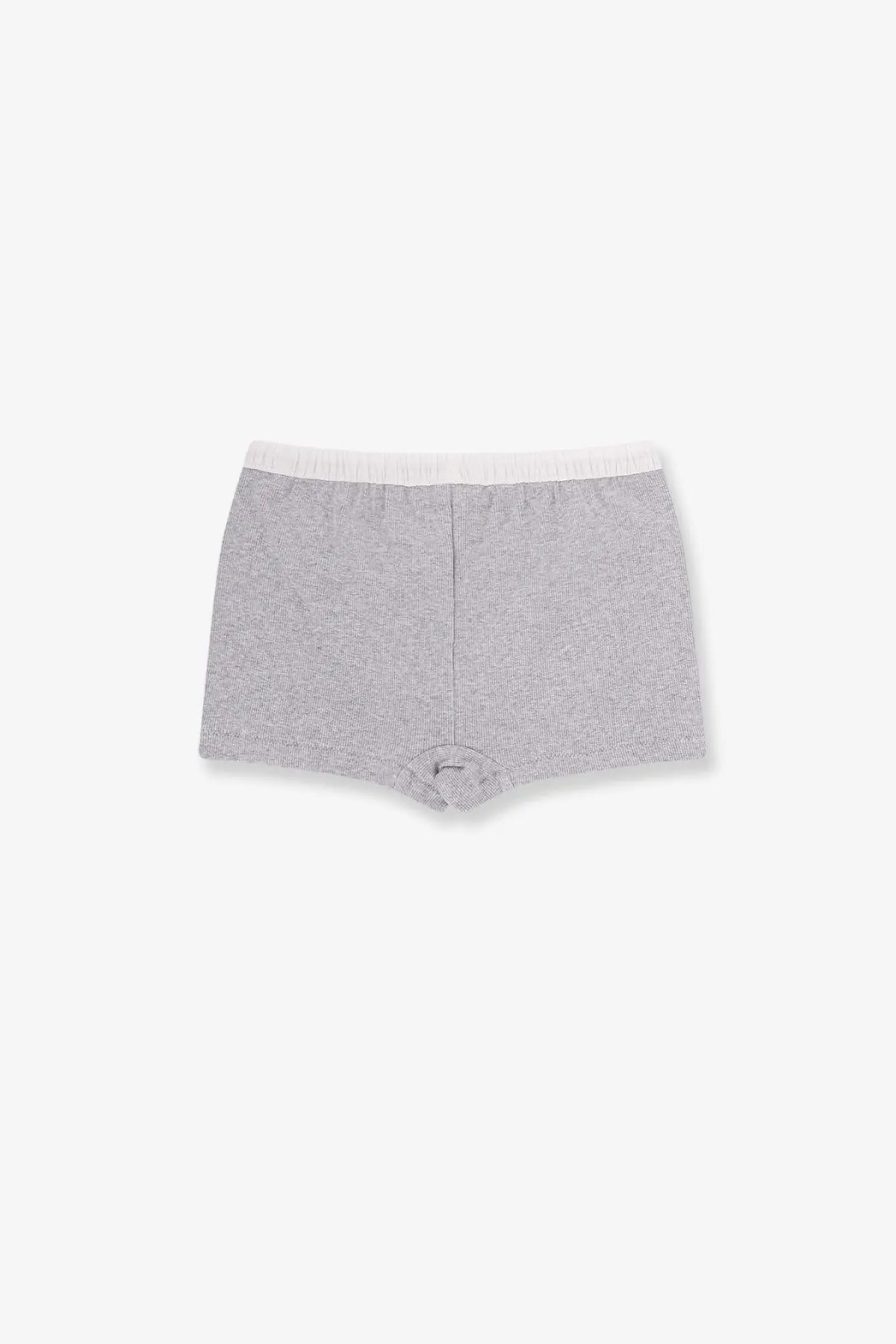Entire studios women’s cotton blend gray heathered boxer briefs with white elastic waistband pebble color