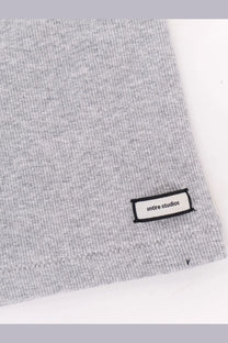 Entire studios women’s cotton blend shorts pebble in gray ribbed knit fabric with antire studios black-bordered label
