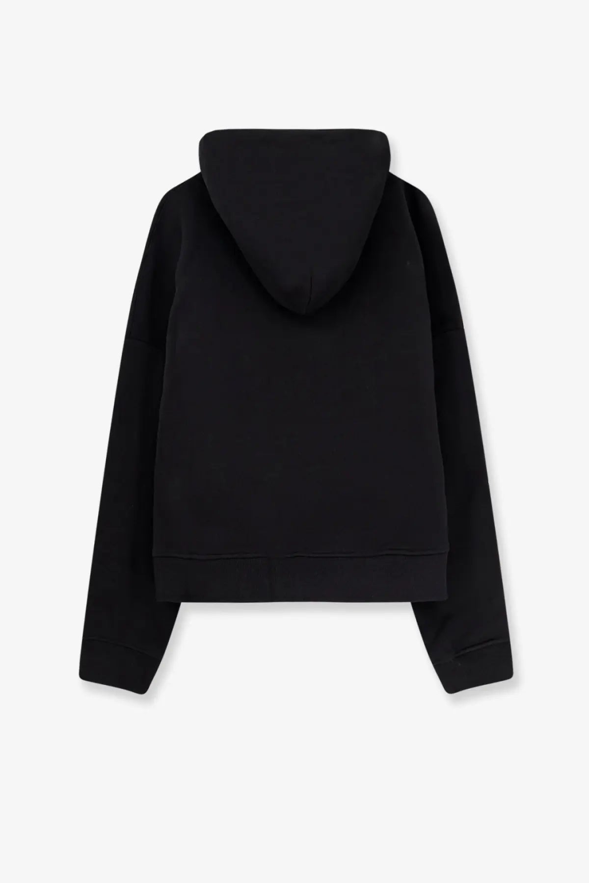 Entire studios women’s black cotton sweatshirt with soft smooth fabric and ribbed cuffs visible from the front